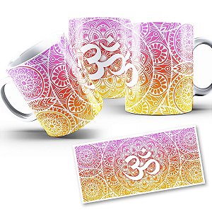 Caneca OM Degradê Laranja Som do Universo Espiritual 325ml
