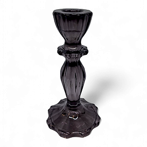 Porta Velas Castiçal Fumê Transparente Vidro Rústico 16 cm