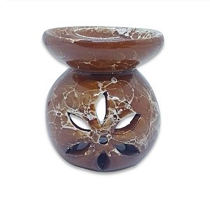 Rechô em Cerâmica Porta Velas Perfumadas Pétalas Marrom