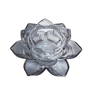 Porta Velas em Vidro Flor de Lótus - Enfeite Vidro Fumê