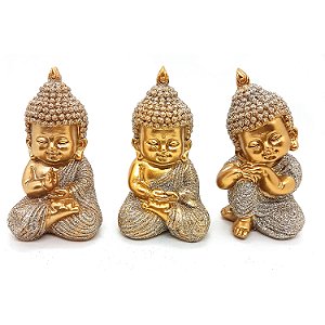 Trio De Buda Bebê Baby Buda Reflexão e Paz Estatueta 8 cm