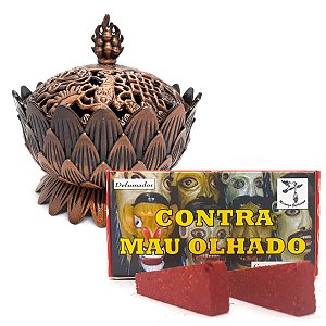 Turíbulo Defumador Chama Freguês Defumador C/ 20 Tabletes