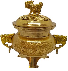 Turíbulo Sacro Defumador Divino De Mesa Metal Dourado 10cm