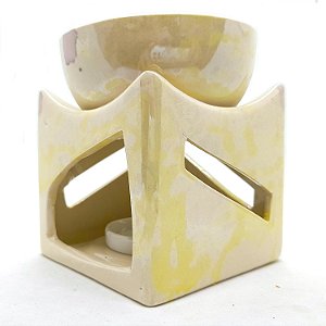 Rechô Mármore Quadrado em Cerâmica Difusor Aromaterapia 10cm