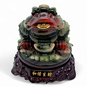 Sapo da Riqueza Kaeru Riqueza e Sorte Moedas do Poder 17 cm