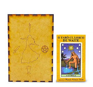 Tarô Clássico Waite Pamela e Porta Tarô Místico Madeira