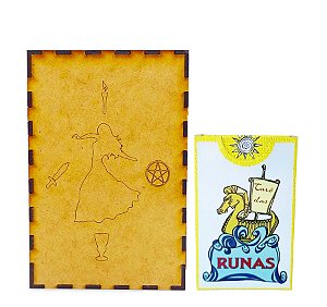 Tarô das Runas com Caixa Mística Porta Tarô em Madeira
