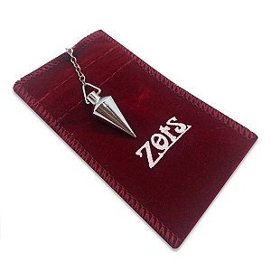 Pêndulo de Pião de Metal Prata 3 cm com Bolsa de Veludo
