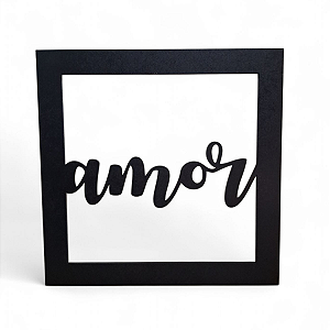 Placa Decorativa Palavra Amor em Mdf Cor Preto 19 cm