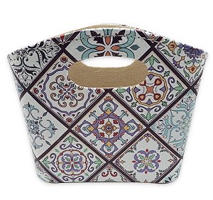 Porta Revista ou Cesto de Flores Bolsa Ladrilhos 20x16cm