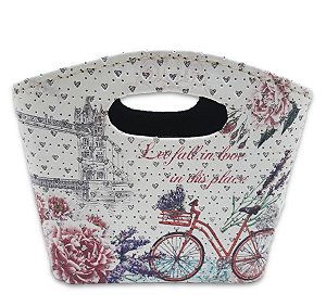 Porta Revista ou Cesto de Flores Formato Bolsa Bicicleta