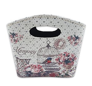 Porta Revista ou Cesto de Flores Formato Bolsa Natureza