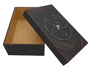 Porta Tarô Estojo Baralho Tarô Wicca Caixa Madeira 16cm