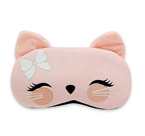 Máscara Para Dormir Gato com Laço Gel Térmico Reduz Olheiras