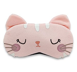 Máscara Para Dormir Gato Rosa Gel Térmico Reduz Olheiras