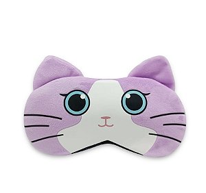 Máscara Para Dormir Gato Roxo Gel Térmico Reduz Olheiras