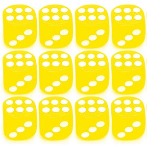 Kit 12 Dados Amarelos 6 Lados 14mm Orixás Umbanda Erês