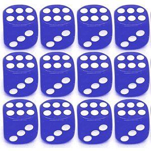 Kit 12 Dados Azul 6 Lados 14mm Orixá Umbanda Erê Iemanjá
