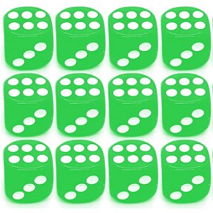 Kit 12 Dados Verde 6 Lados 14mm Orixás Umbanda Oxóssi Xangô