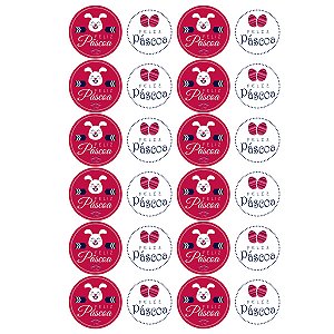 Kit 3 Cartelas de Adesivos Feliz Páscoa Rosa e Branco 72 Uni