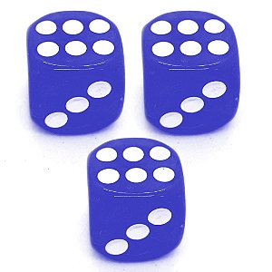 Kit 3 Dados Azul 6 Lados 14mm Orixás Umbanda Erê Iemanjá