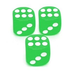 Kit 3 Dados Verde 6 Lados 14mm Orixás Umbanda Oxóssi Xangô