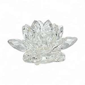 Flor de Lótus Cristal Transparente Brilhante Espiritual 6 cm