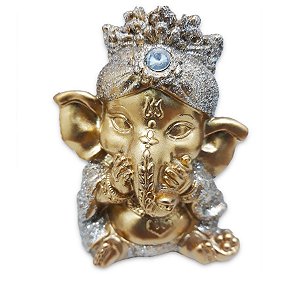 Ganesha da Sabedoria Enfeite Ganesha Mudinho Gold 8 cm
