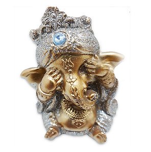 Ganesha da Sabedoria Enfeite Ganesha Não Vejo Gold 8 cm
