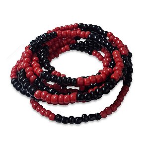 Guia De Miçanga Preto E Vermelho Exu Pombagira 60cm