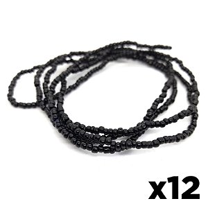 Guia De Miçanga Preto Exu Pombagira 60cm 12 un