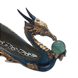 Incensário Vareta Dragão Azul Celestial Bola Cristal 31 cm