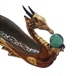Incensário Vareta Dragão Cobre Celestial Bola Cristal 31 cm