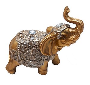 Elefante Indiano da Alegria e Proteção Dourado 11 cm