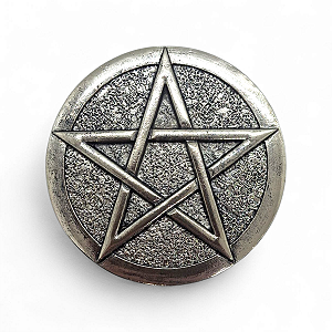 Enfeite de Porta Pentáculo Para Altar Wicca Niquel 8 cm