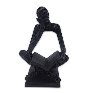 Enfeite de resina Reflexão Espiritual Preto Brilhante 13 cm