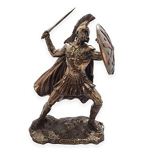 Enfeite Estatueta Grega Aquiles em Resina Resistente 24 cm