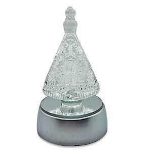 Enfeite Nossa Senhora com Base Redonda Espelhada Led Rgb 9cm