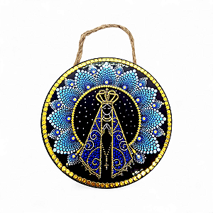 Enfeite Parede Nossa Senhora Porcelana Mandala Floral 16 cm