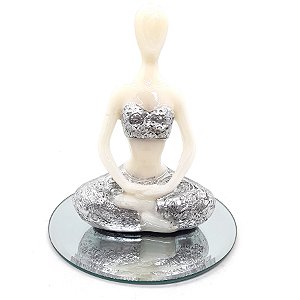 Enfeite Yoga Decorativa Refletindo Bandeja Espelhada 12 cm