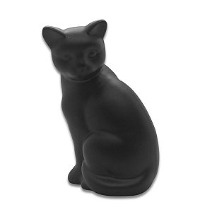 Estátua de Gato Preto Fosco Cerâmica Sentado 10 cm