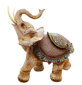 Estátua Elefante Branco Prosperidade e Poder Espiritual 32cm