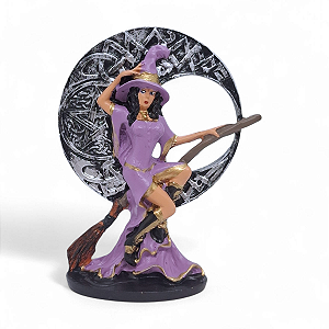 Estátua Imagem Bruxa Roxa Luar Wicca Delicada 15 cm