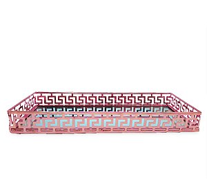 Bandeja Espelhada Decorativa Colonial Rosé Lavabo Sala 20x10