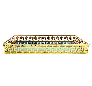 Bandeja Espelhada Decorativa Moderna Gold Lavabo Sala 26x11