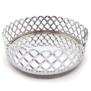 Bandeja Espelhada Decorativa Prata Cozinha Lavabo Sala 12cm