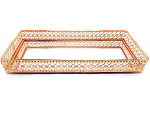 Bandeja Espelhada Decorativa Rosé Cozinha Lavabo Sala 25x13