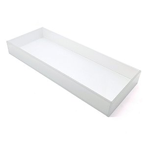 Bandeja Lavabo Sala Caixa em Vidro Branco Brilhante 25x10cm