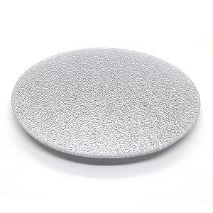 Bandeja Lavabo Sala em Vidro Textura Prateado com Base 15cm