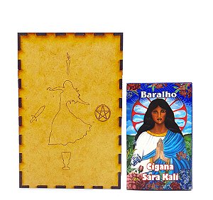 Baralho Tarô Cigana Sara Kali e Estojo Sagrado em Madeira